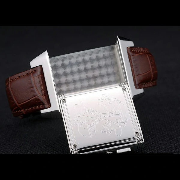 Jaeger le Coultre Reverso Squadro Brown Leather Strap Black Dial new58919