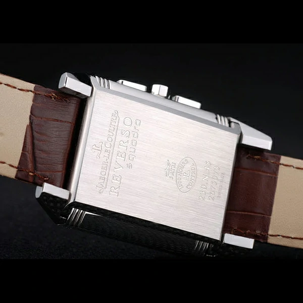 Jaeger le Coultre Reverso Squadro Brown Leather Strap Black Dial new58919