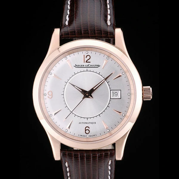 Jaeger Le Coultre Master Control Rose Gold Bezel Brown Leather Strap new58955