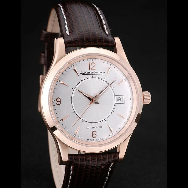 Jaeger Le Coultre Master Control Rose Gold Bezel Brown Leather Strap new58955
