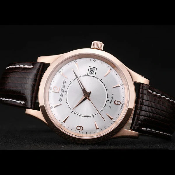 Jaeger Le Coultre Master Control Rose Gold Bezel Brown Leather Strap new58955