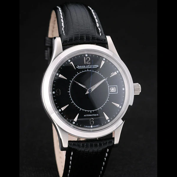 Jaeger Le Coultre Master Control Stainless Steel Bezel Black Leather Strap new58958