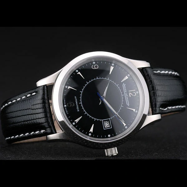 Jaeger Le Coultre Master Control Stainless Steel Bezel Black Leather Strap new58958