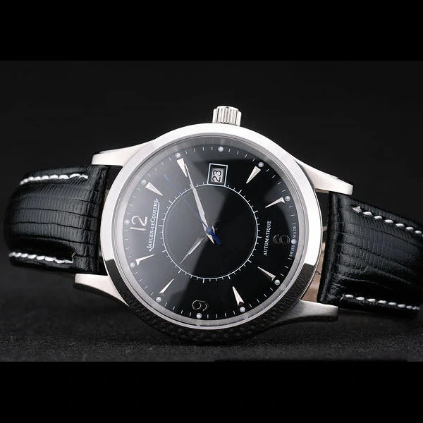 Jaeger Le Coultre Master Control Stainless Steel Bezel Black Leather Strap new58958