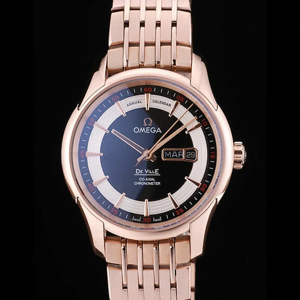 Omega DeVille Rose Gold Bezel Black Dial new58960
