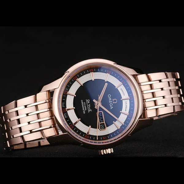 Omega DeVille Rose Gold Bezel Black Dial new58960