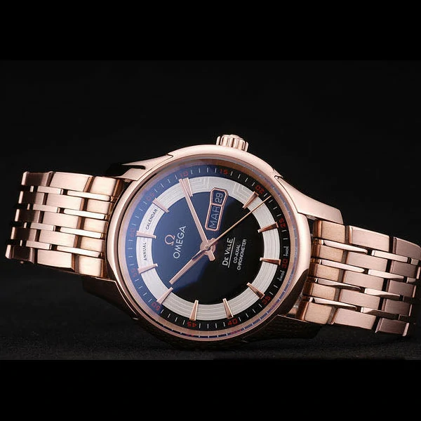 Omega DeVille Rose Gold Bezel Black Dial new58960