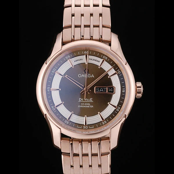 Omega DeVille Rose Gold Bezel Brown Dial new58962
