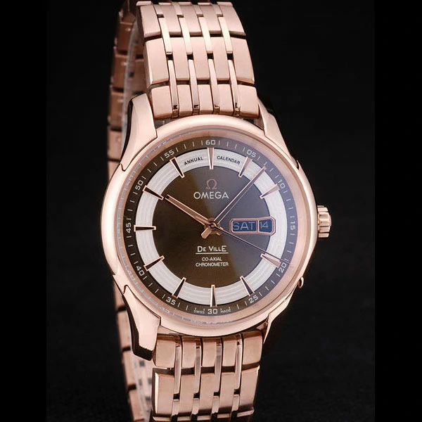 Omega DeVille Rose Gold Bezel Brown Dial new58962