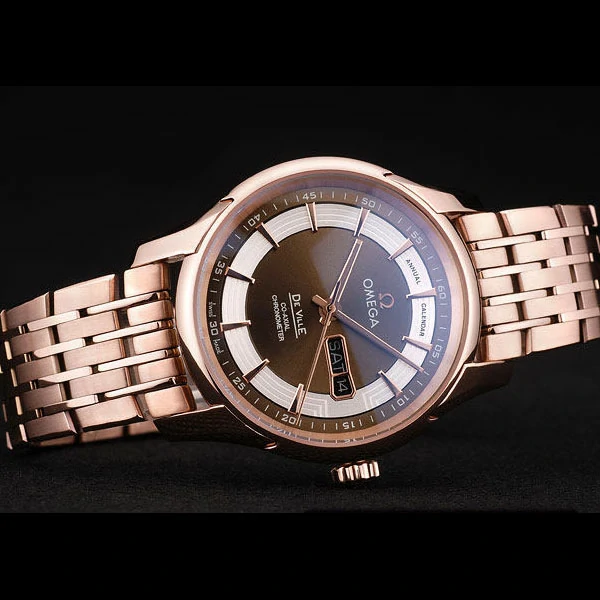 Omega DeVille Rose Gold Bezel Brown Dial new58962