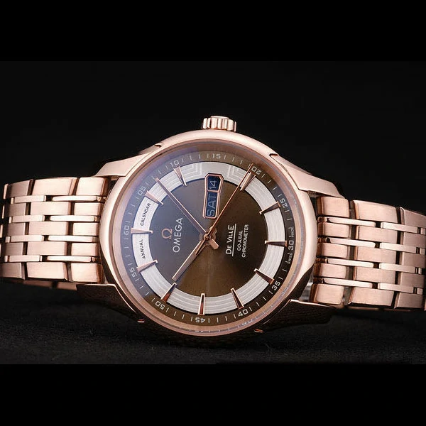Omega DeVille Rose Gold Bezel Brown Dial new58962