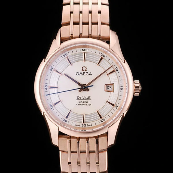 Omega DeVille Rose Gold Bezel White Dial new58968