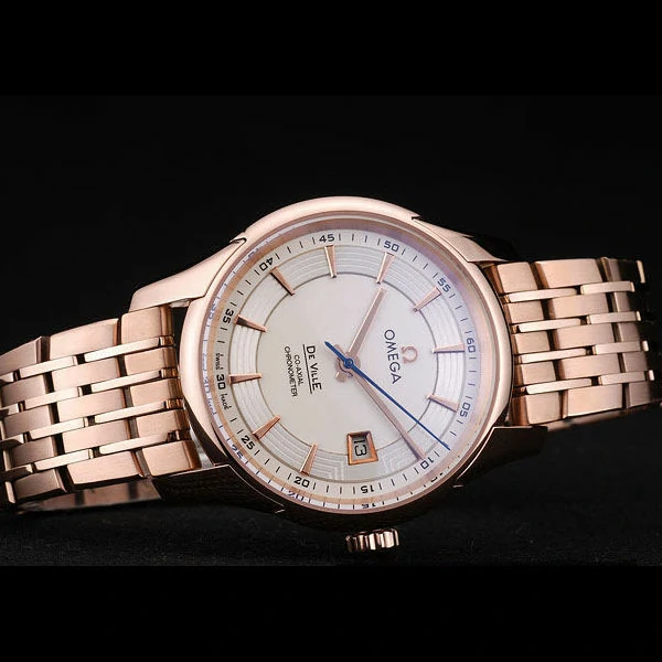 Omega DeVille Rose Gold Bezel White Dial new58968