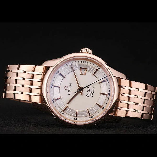 Omega DeVille Rose Gold Bezel White Dial new58968