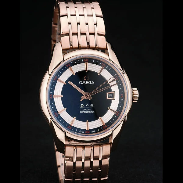 Omega DeVille Rose Gold Bezel Black Dial new58970