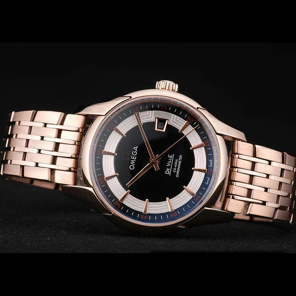Omega DeVille Rose Gold Bezel Black Dial new58970