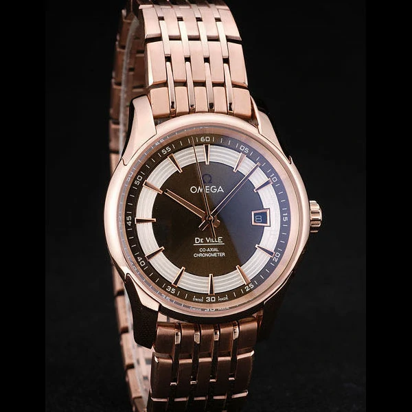 Omega DeVille Rose Gold Bezel Brown Dial new58971
