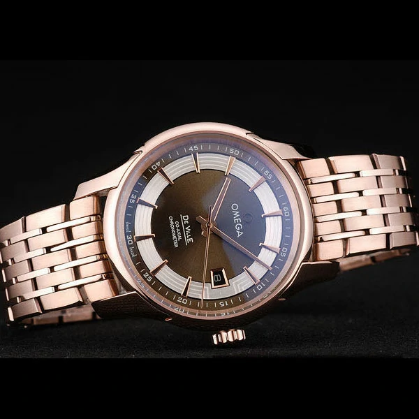 Omega DeVille Rose Gold Bezel Brown Dial new58971