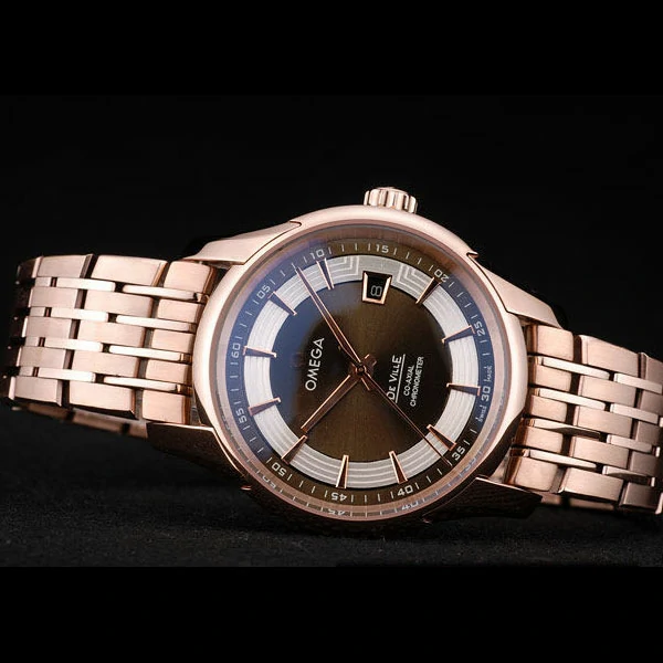 Omega DeVille Rose Gold Bezel Brown Dial new58971
