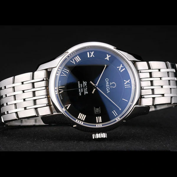 Omega DeVille Stainless Steel Bezel Roman Numbers Black Dial new58978