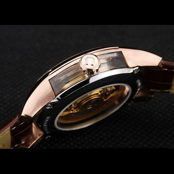 Omega DeVille Rose Gold Bezel Brown Leather Strap new58979
