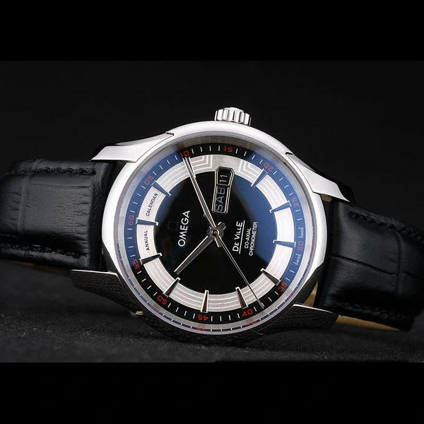 Omega DeVille Stainless Steel Bezel Black Leather Strap new58982