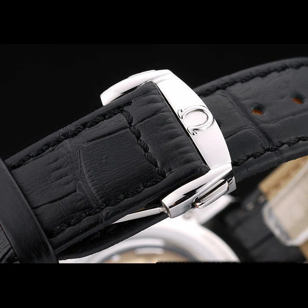 Omega DeVille Stainless Steel Bezel Black Leather Strap new58982