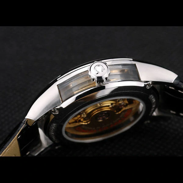 Omega DeVille Stainless Steel Bezel Black Leather Strap new58982