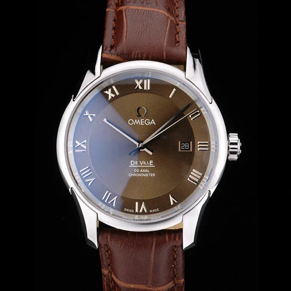Omega DeVille Stainless Steel Bezel Brown Leather Strap new58984