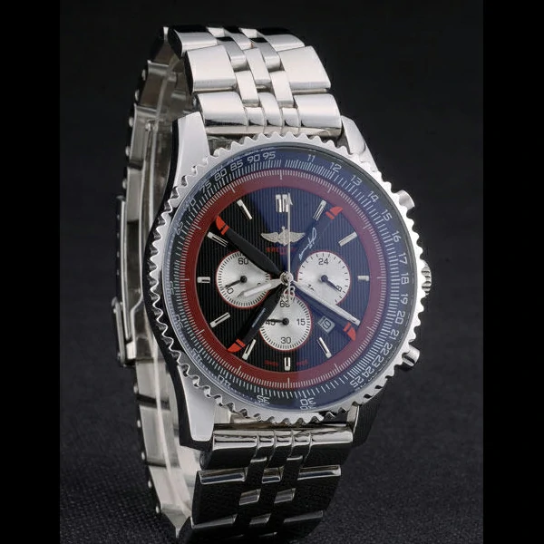 Breitling Certifie Polished Silver Stainless Steel Strap Black Dial Chronograph new59080
