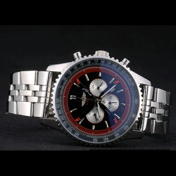 Breitling Certifie Polished Silver Stainless Steel Strap Black Dial Chronograph new59080