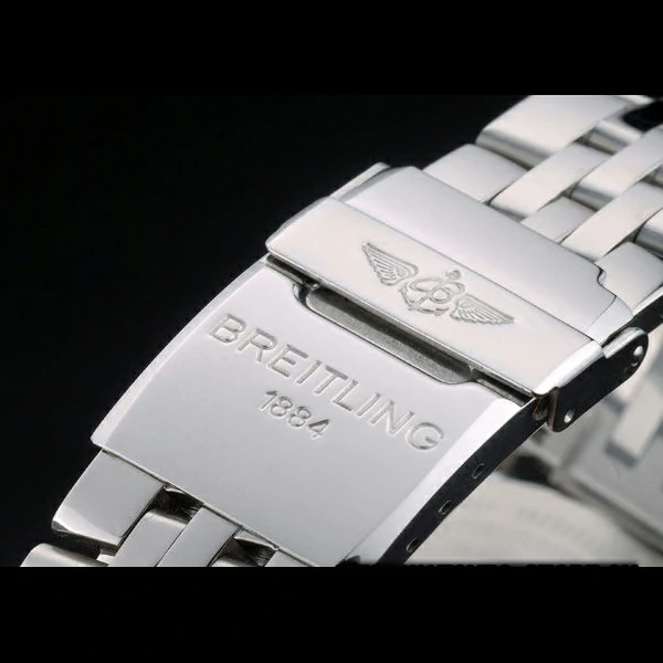 Breitling Certifie Polished Silver Stainless Steel Strap Black Dial Chronograph new59080