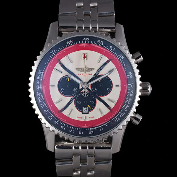 Breitling Certifie Polished Silver Stainless Steel Strap Beige Dial Chronograph new59081