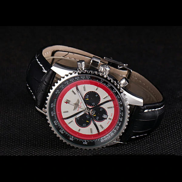 Breitling Certifie Black Leather Strap Beige Dial Chronograph new59084