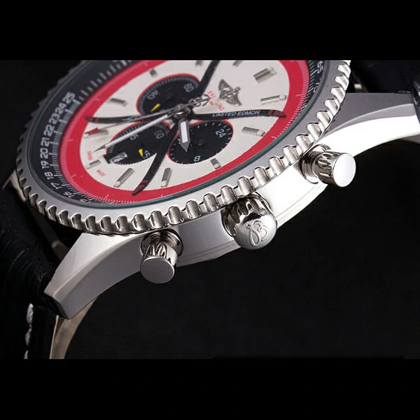 Breitling Certifie Black Leather Strap Beige Dial Chronograph new59084