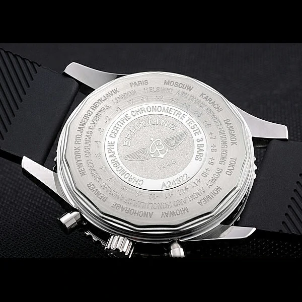 Breitling Certifie Black Rubber Strap Black Dial Chronograph new59089