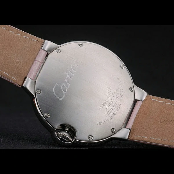 Cartier Ballon Bleu 42mm White Dial Stainless Steel Case Pink Leather Bracelet new59109