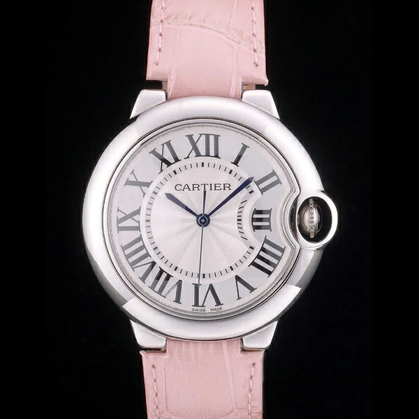 Cartier Ballon Bleu 38mm White Dial Stainless Steel Case Pink Leather Bracelet new59110