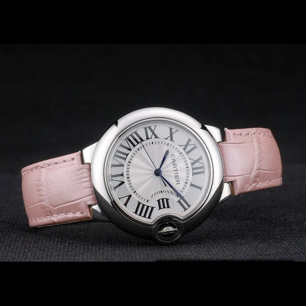 Cartier Ballon Bleu 38mm White Dial Stainless Steel Case Pink Leather Bracelet new59110