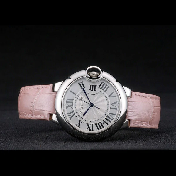 Cartier Ballon Bleu 38mm White Dial Stainless Steel Case Pink Leather Bracelet new59110