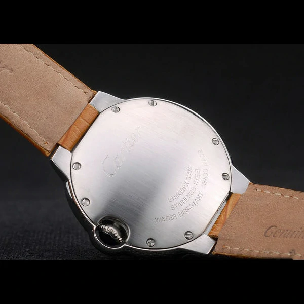 Cartier Ballon Bleu 42mm White Dial Stainless Steel Case Light Brown Leather Bracelet new59114