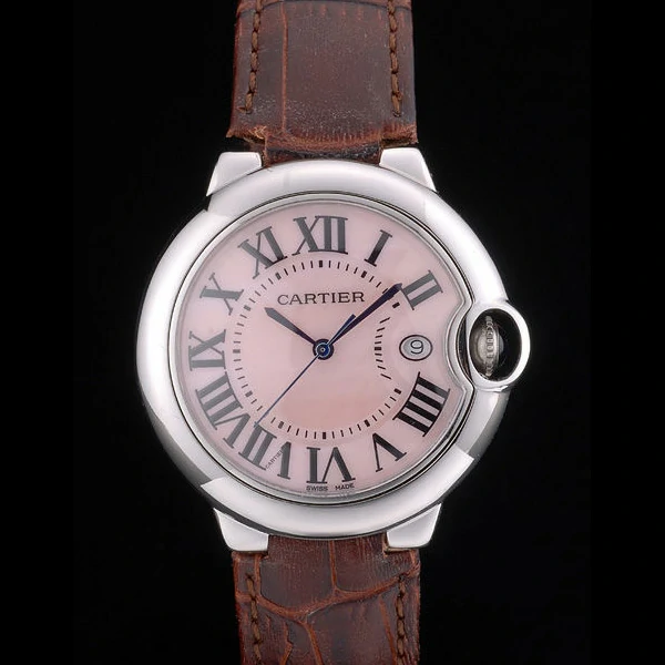 Cartier Ballon Bleu 38mm White Dial Stainless Steel Case Brown Leather Bracelet new59118