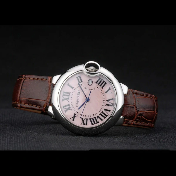 Cartier Ballon Bleu 38mm White Dial Stainless Steel Case Brown Leather Bracelet new59118