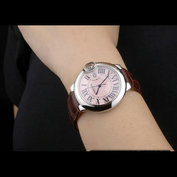 Cartier Ballon Bleu 38mm White Dial Stainless Steel Case Brown Leather Bracelet new59118