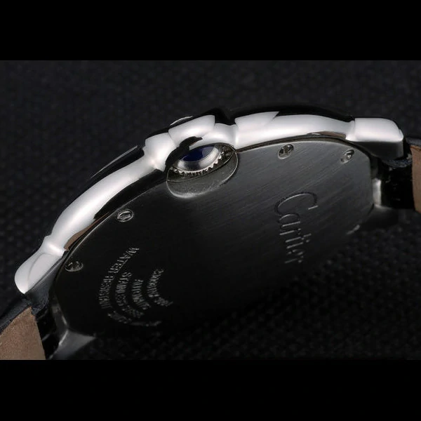 Cartier Ballon Bleu 42mm Black Dial Stainless Steel Case Black Leather Bracelet new59119