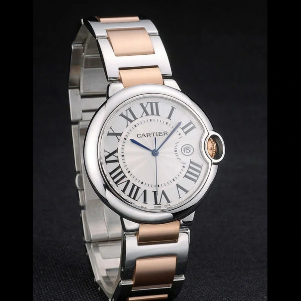 Cartier Ballon Bleu 42mm White Dial Stainless Steel Case Two Tone Rose Gold Bracelet new59123