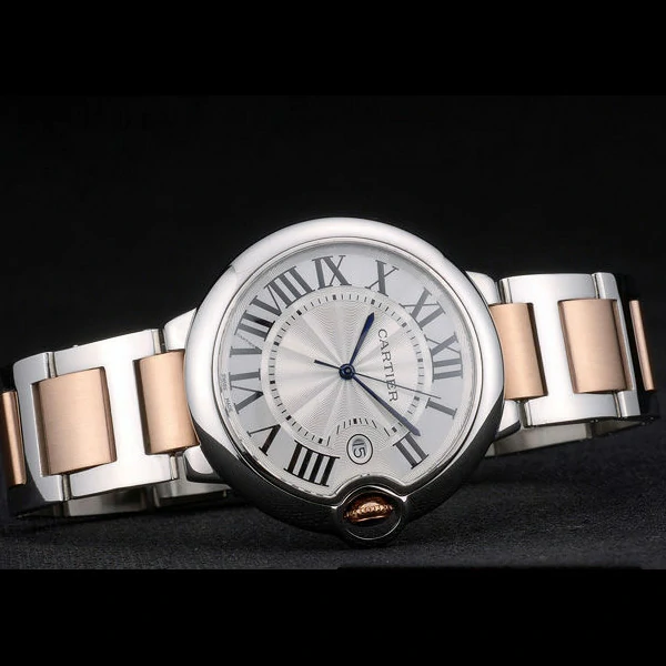 Cartier Ballon Bleu 42mm White Dial Stainless Steel Case Two Tone Rose Gold Bracelet new59123