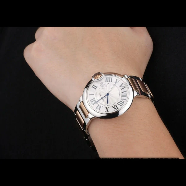 Cartier Ballon Bleu 42mm White Dial Stainless Steel Case Two Tone Rose Gold Bracelet new59123