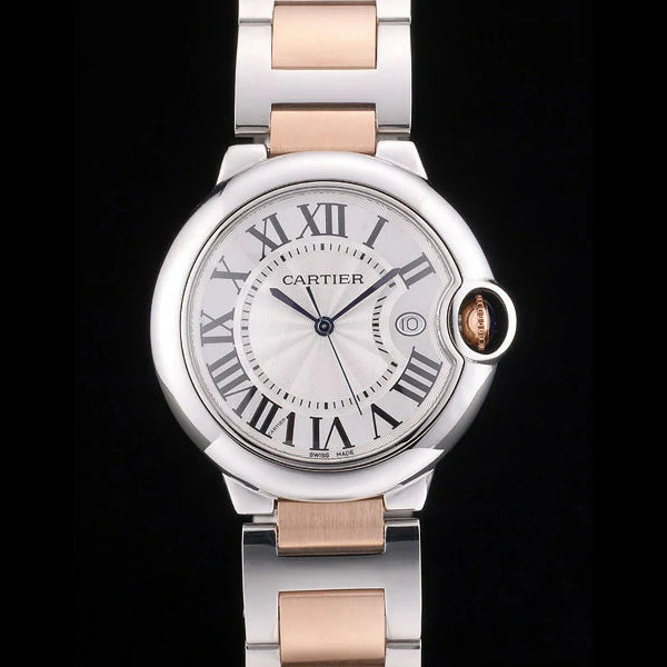 Cartier Ballon Bleu 38mm White Dial Stainless Steel Case Two Tone Rose Gold Bracelet new59124