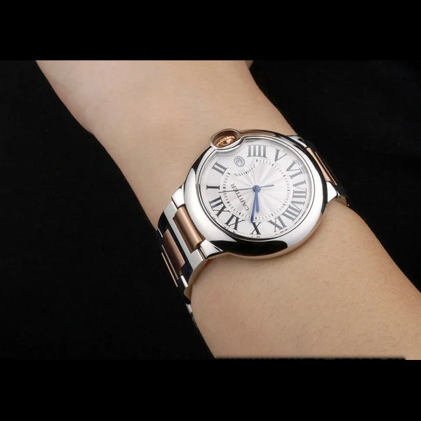 Cartier Ballon Bleu 38mm White Dial Stainless Steel Case Two Tone Rose Gold Bracelet new59124